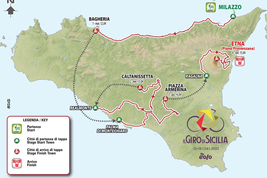 Torna il Giro di Sicilia 2022: quattro tappe nell'isola aspettando la Corsa Rosa